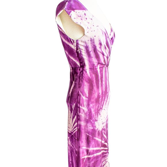 NEW long Maxi Silk dress Blue Pink Purple 8 10 12 - Picture 10 of 11